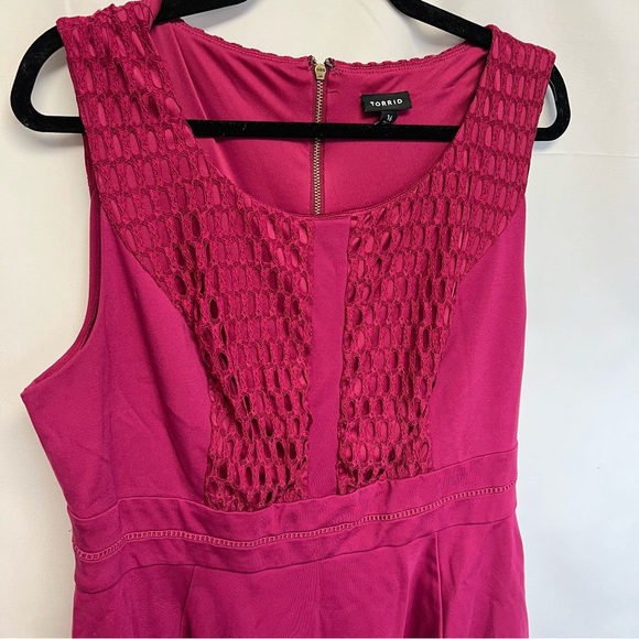 Torrid Fuschia Pink Sleeveless Lace Fit And Flare Midi Dress Plus Size 18 - Picture 3 of 14